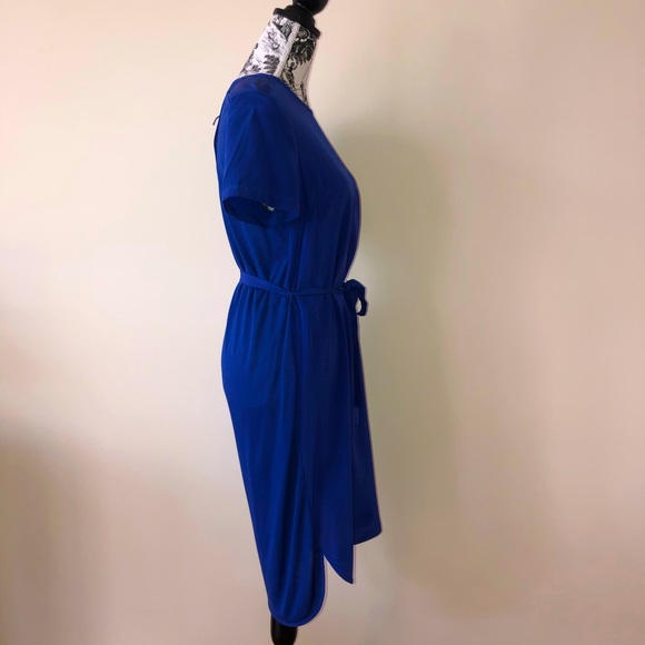 MARCS Cobalt Blue Dress 100% Silk Pullover Shift Tie Waist High Low Skirt Size M - Picture 13 of 16